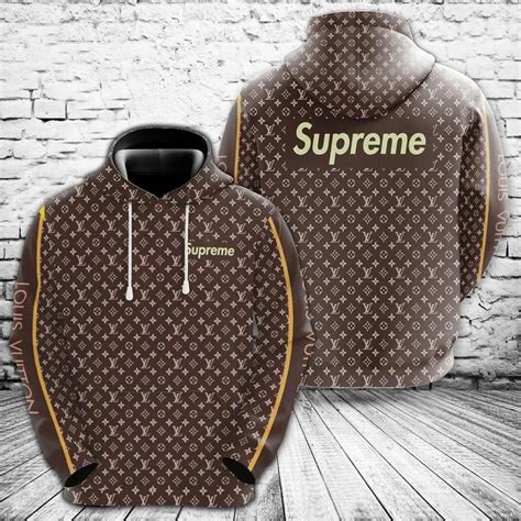 brown supreme louis vuitton hoodie for sale